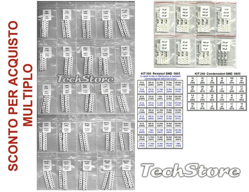 Kit 500 resistenze - resistenze, 0805